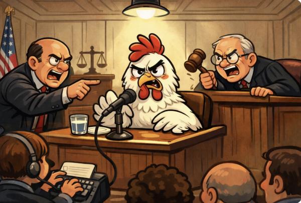Chick is mighty upset about being grilled on the witness stand
